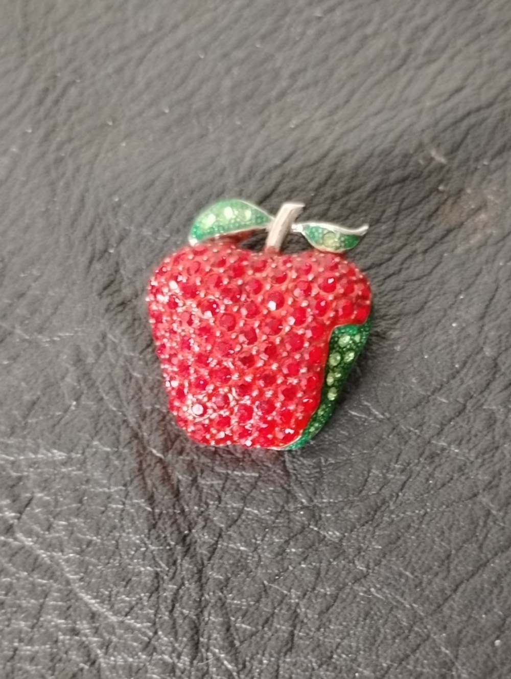 Red & Green Crystal Apple Pin Brooch